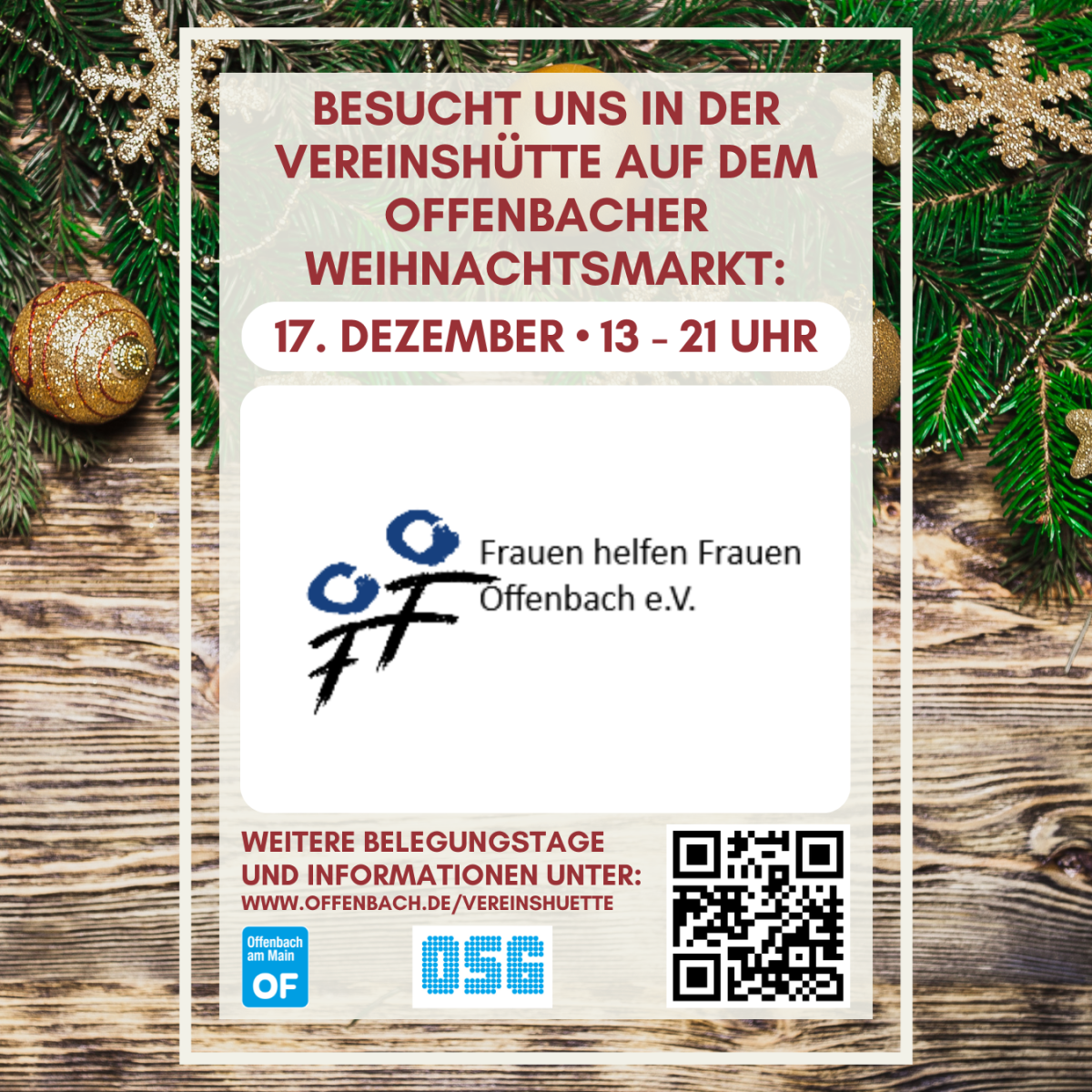 Flyer mit der Information, wann wir auf dem Weihnachtsmarkt sind.